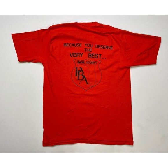 VINTAGE Date County PBA Florida T-shirt Men Large Orange 80s Single Stitch - Picture 4 of 7